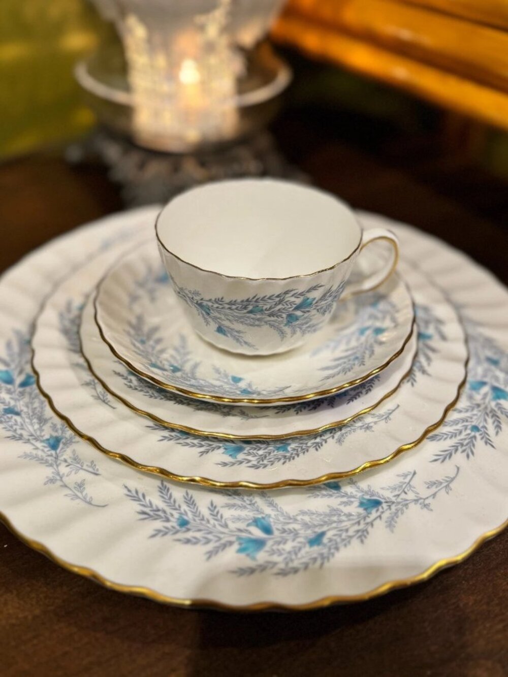 Minton Belbrachen Fine Bone China 5-Pc Place Setting English Dinnerware Vintage